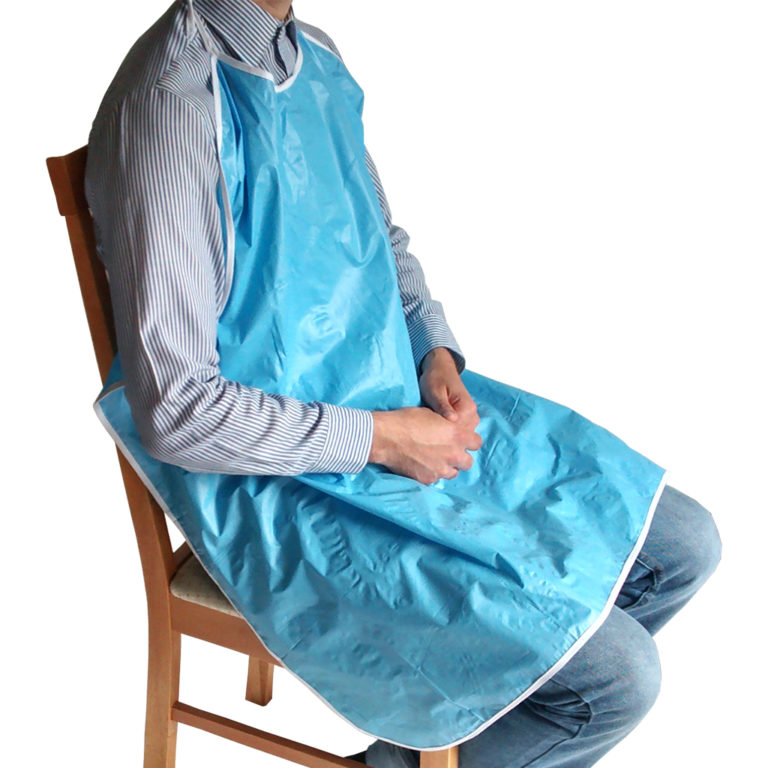 Large reusable adult vinyl bib (blue) - Adult Plastic Bibs